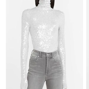 Tan Sequin Long Sleeve Top XS